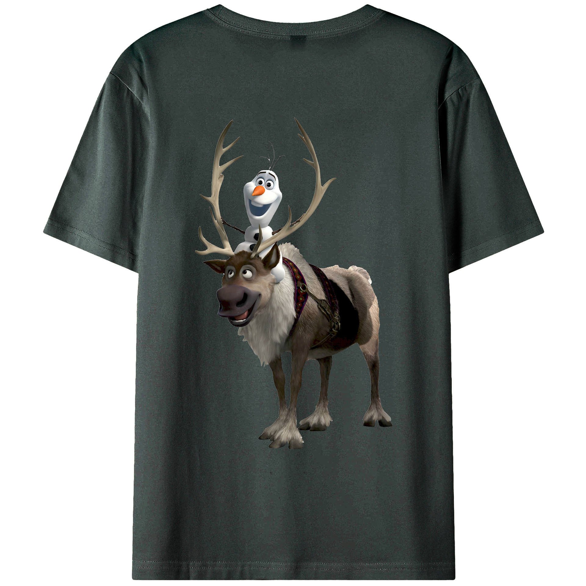 （画像用） アナと雪の女王 アンナ エルサ Frozen Anna Elsa 綿100％ メンズ半袖Tシャツ（バックプリント） 通気性